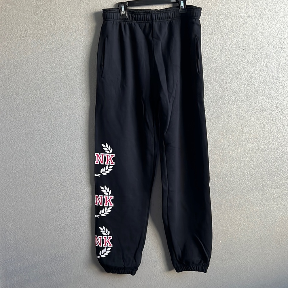 Victoria’s Secret Pink floral logo black classic sweatpants